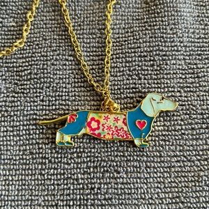 Colorful Rainbow Gold Dachshund Dog Necklace